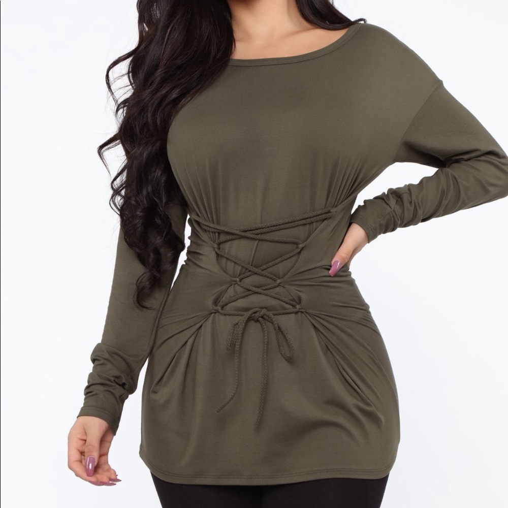 Long sleeve tie up shirt